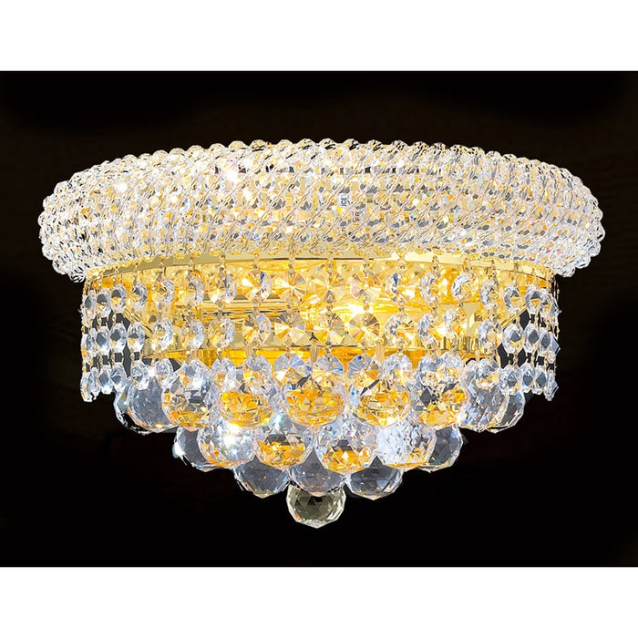 Empire Polished Gold Clear Crystal 2 Light Wall Sconce - Wall Sconces