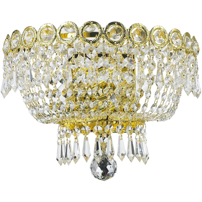 Empire Polished Gold Clear Crystal 2 Light Wall Sconce - Wall Sconces