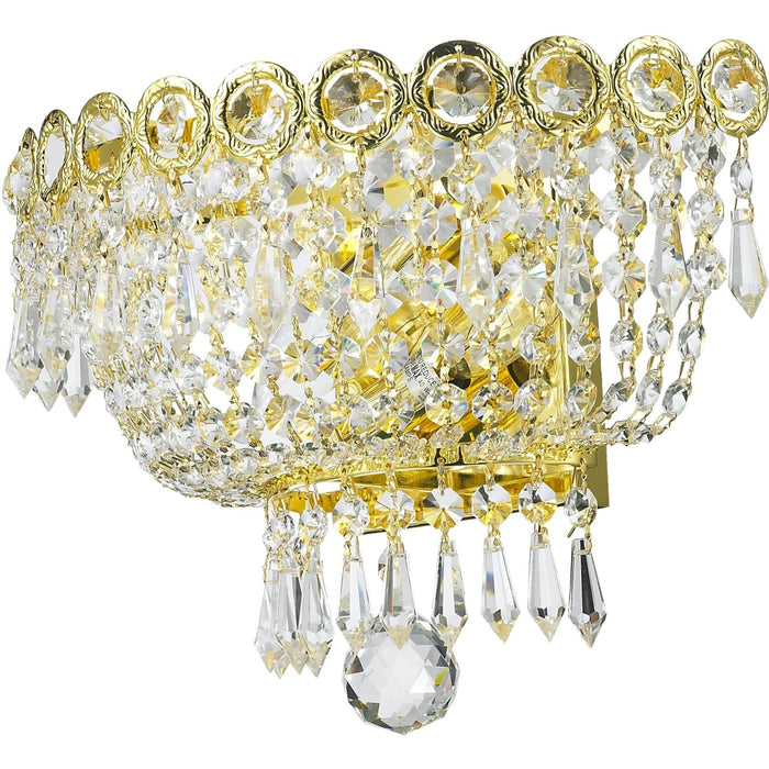 Empire Polished Gold Clear Crystal 2 Light Wall Sconce - Wall Sconces
