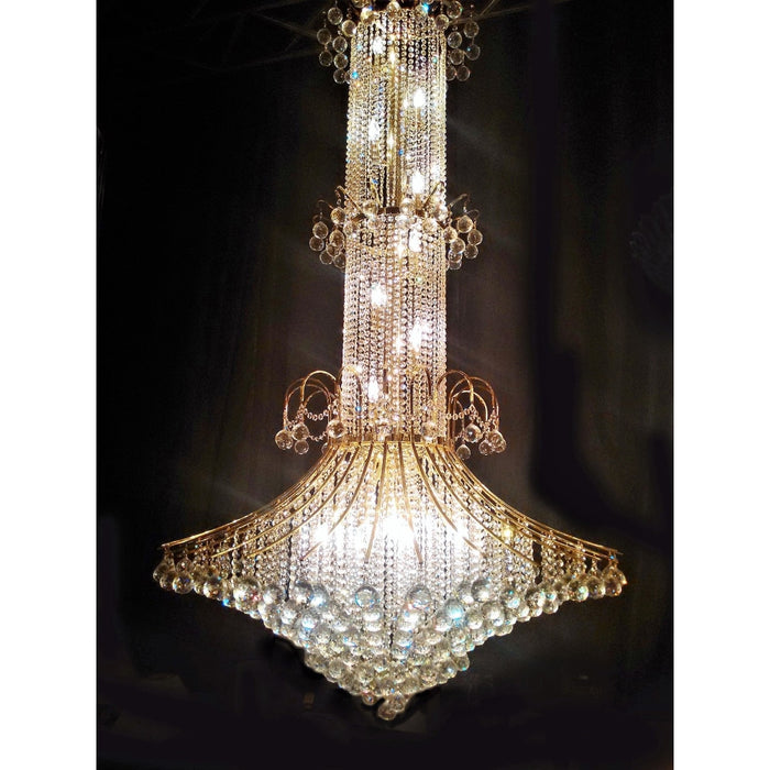 Empire Polished Gold Clear Crystal 20 Light Chandelier - Chandeliers