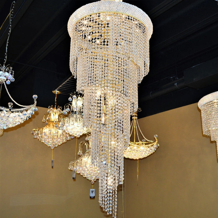 Empire Polished Gold Clear Crystal 22 Light Chandelier - Chandeliers