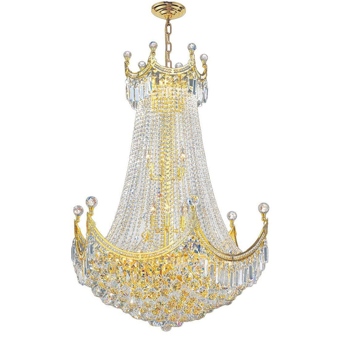 Empire Polished Gold Clear Crystal 24 Light Chandelier - Chandeliers