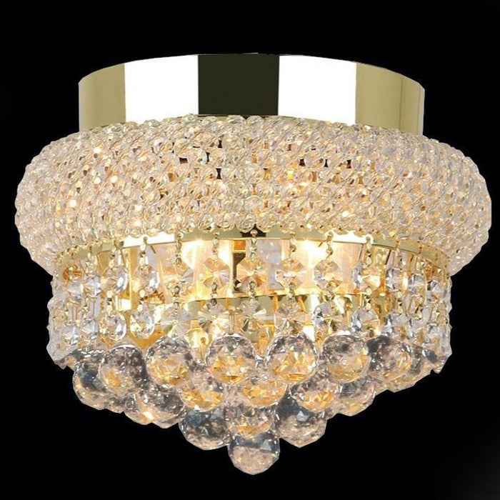 Empire Polished Gold Clear Crystal 3 Light Flushmount - Flushmounts