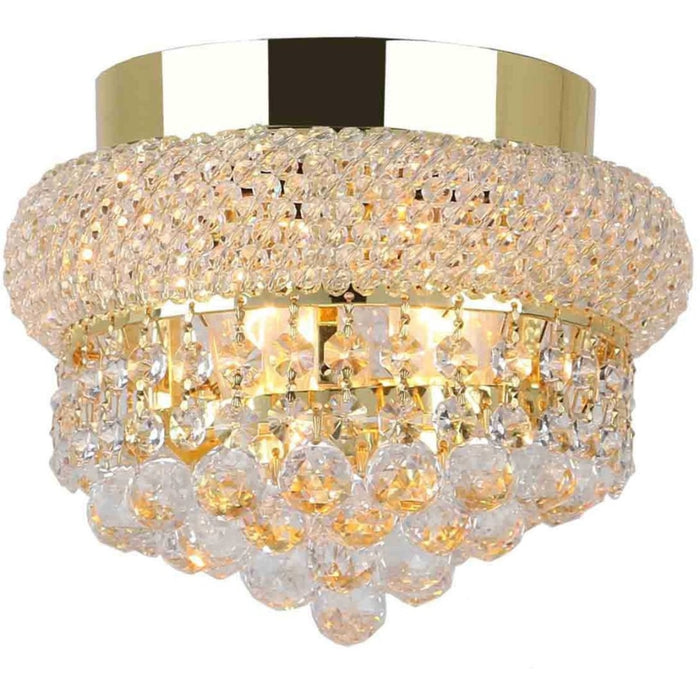 Empire Polished Gold Clear Crystal 3 Light Flushmount - Flushmounts