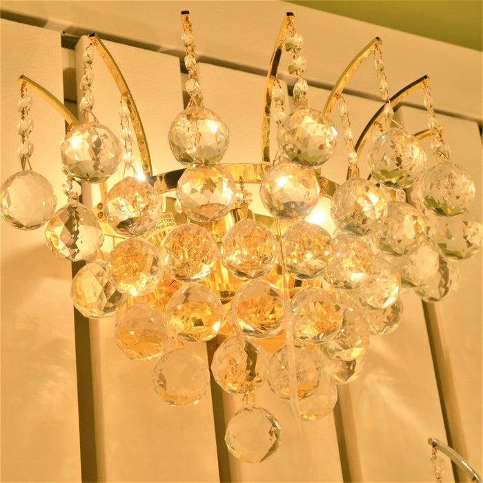 Empire Polished Gold Clear Crystal 3 Light Wall Sconce - Wall Sconces