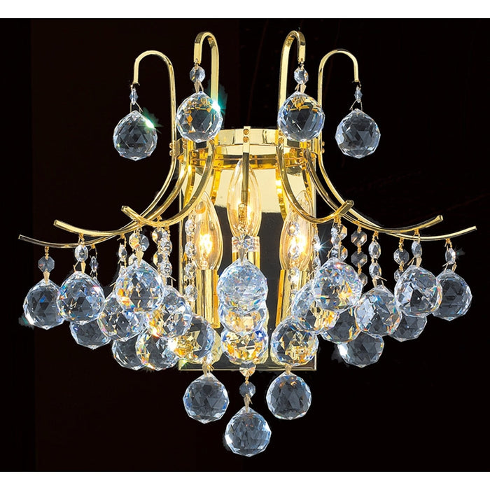 Empire Polished Gold Clear Crystal 3 Light Wall Sconce - Wall Sconces