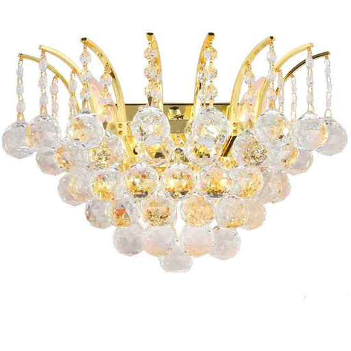 Empire Polished Gold Clear Crystal 3 Light Wall Sconce - Wall Sconces