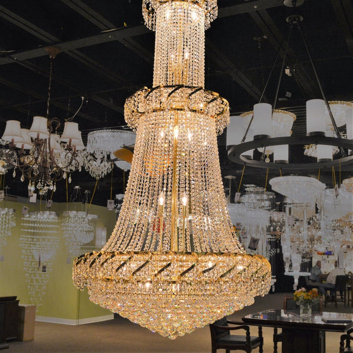 Empire Polished Gold Clear Crystal 32 Light Chandelier - Chandeliers