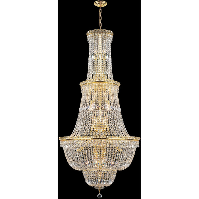 Empire Polished Gold Clear Crystal 34 Light Chandelier - Chandeliers