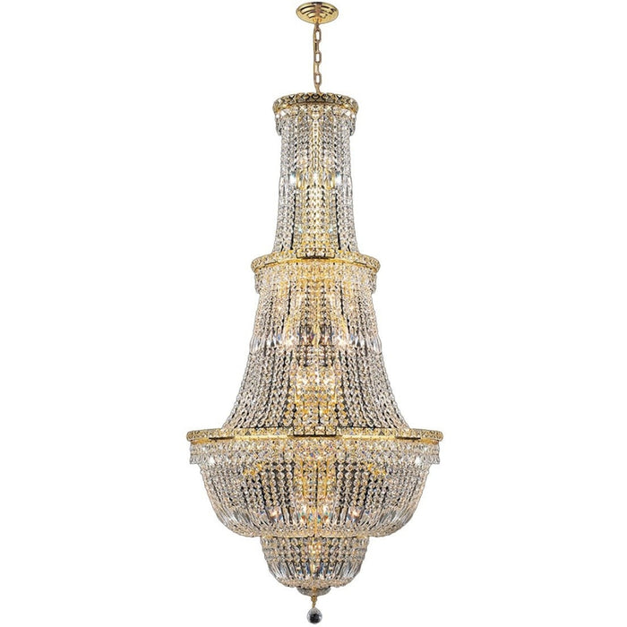 Empire Polished Gold Clear Crystal 34 Light Chandelier - Chandeliers