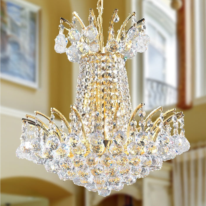 Empire Polished Gold Clear Crystal 4 Light Chandelier - Chandeliers