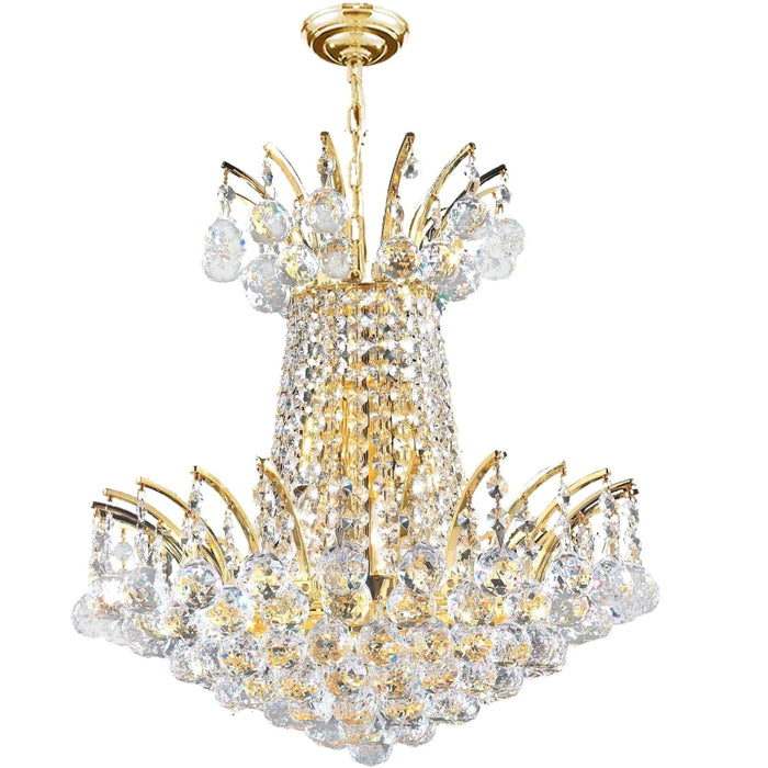 Empire Polished Gold Clear Crystal 4 Light Chandelier - Chandeliers
