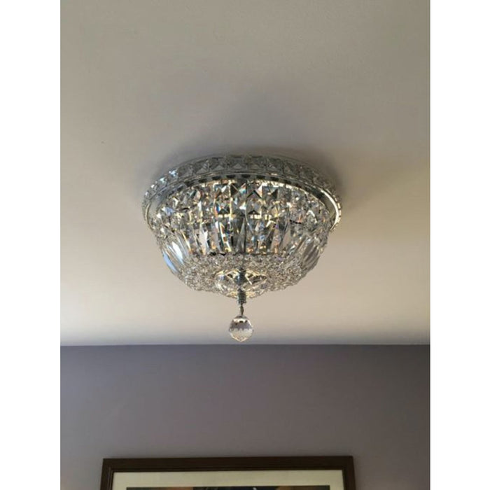 Empire Polished Gold Clear Crystal 4 Light Flushmount - Flushmounts