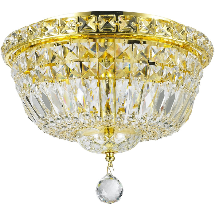 Empire Polished Gold Clear Crystal 4 Light Flushmount - Flushmounts