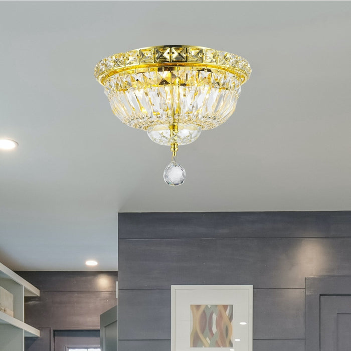 Empire Polished Gold Clear Crystal 4 Light Flushmount - Flushmounts