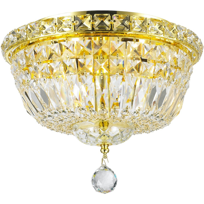 Empire Polished Gold Clear Crystal 4 Light Flushmount - Flushmounts