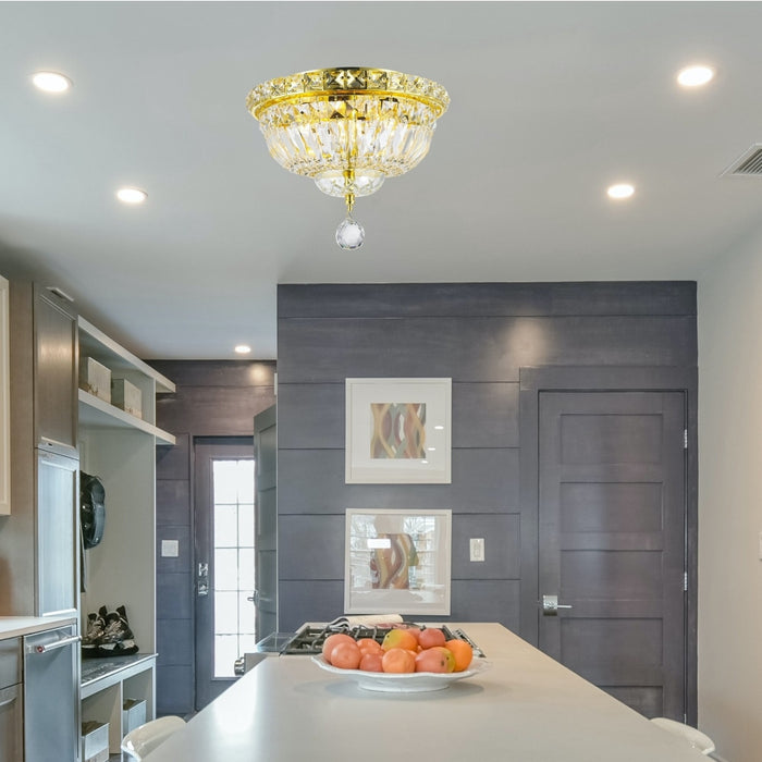 Empire Polished Gold Clear Crystal 4 Light Flushmount - Flushmounts