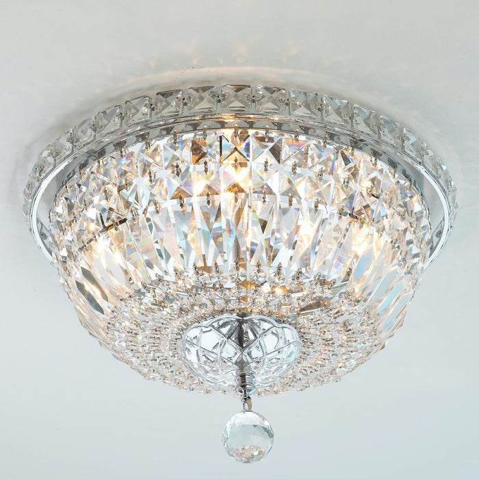 Empire Polished Gold Clear Crystal 4 Light Flushmount - Flushmounts