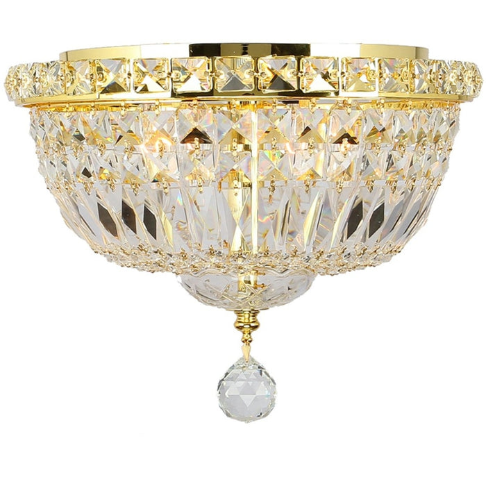 Empire Polished Gold Clear Crystal 4 Light Flushmount - Flushmounts
