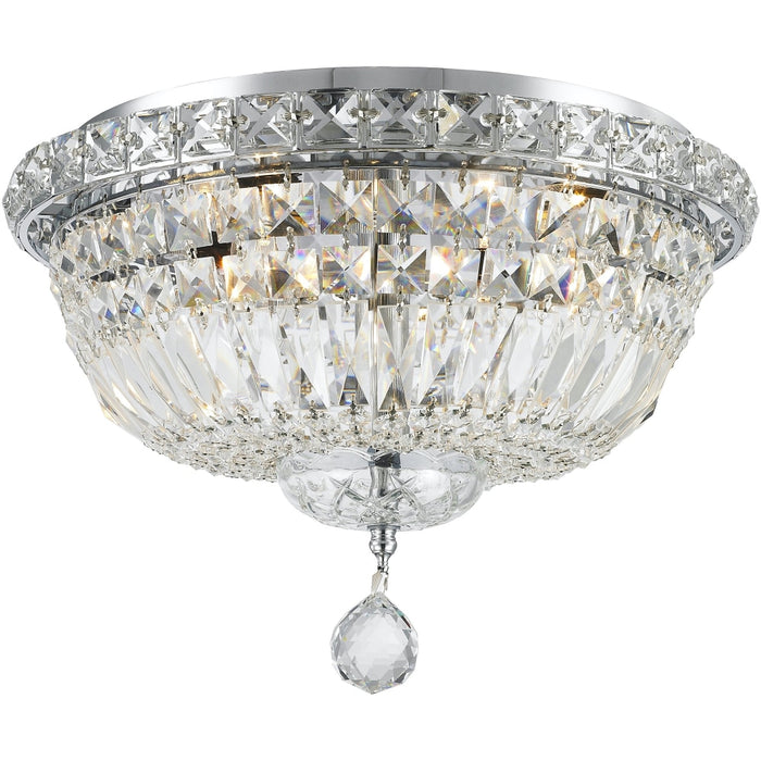 Empire Polished Gold Clear Crystal 4 Light Flushmount - Flushmounts