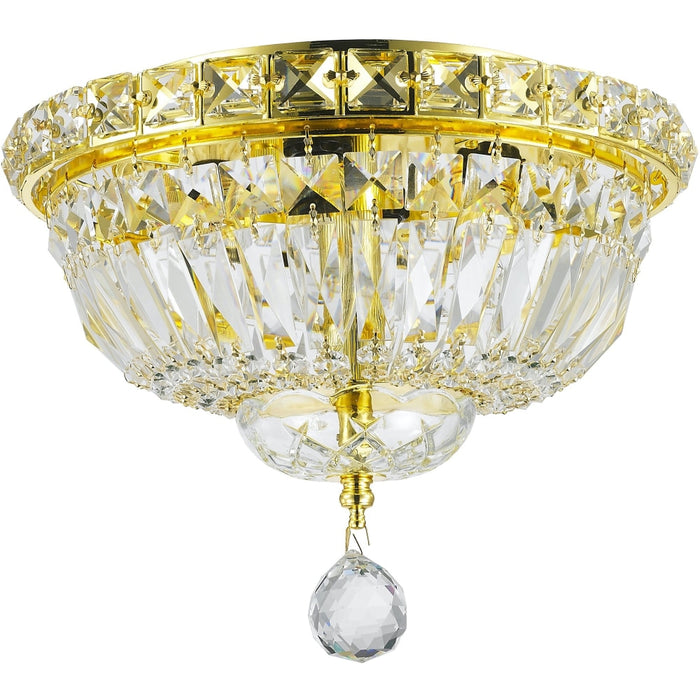 Empire Polished Gold Clear Crystal 4 Light Flushmount - Flushmounts