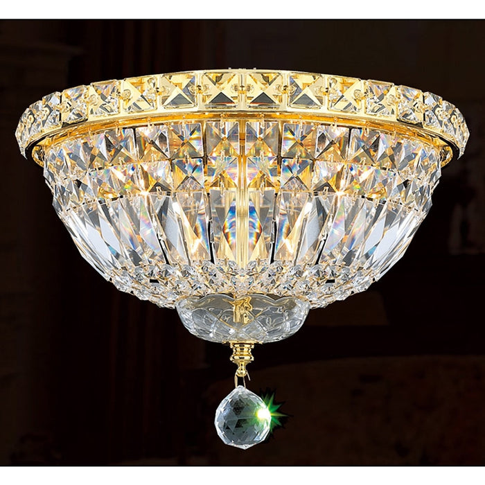 Empire Polished Gold Clear Crystal 4 Light Flushmount - Flushmounts