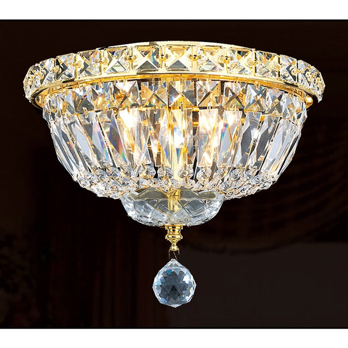 Empire Polished Gold Clear Crystal 4 Light Flushmount - Flushmounts
