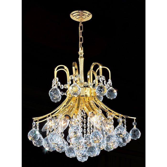 Empire Polished Gold Clear Crystal 6 Light Chandelier - Chandeliers