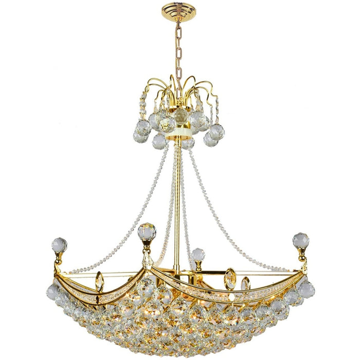 Empire Polished Gold Clear Crystal 6 Light Chandelier - Chandeliers