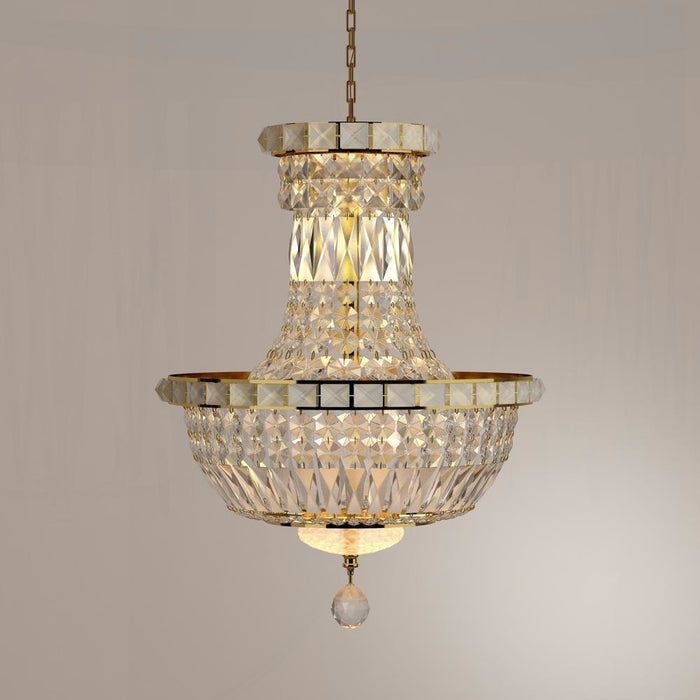 Empire Polished Gold Clear Crystal 6 Light Chandelier - Chandeliers