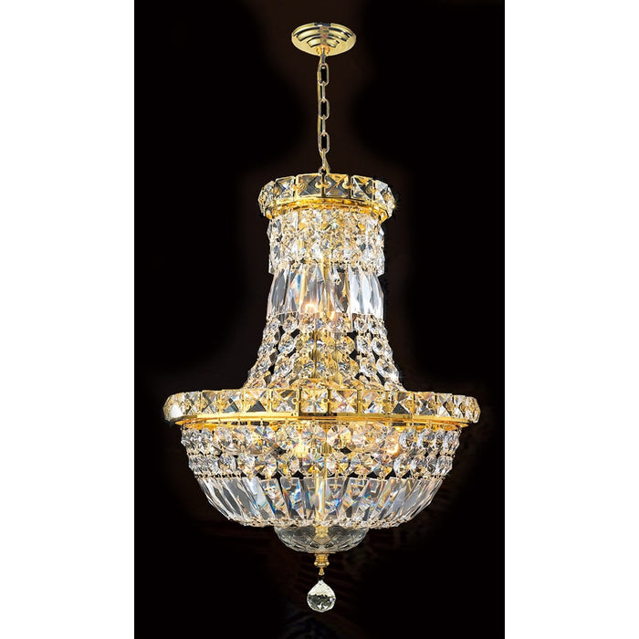 Empire Polished Gold Clear Crystal 6 Light Chandelier - Chandeliers
