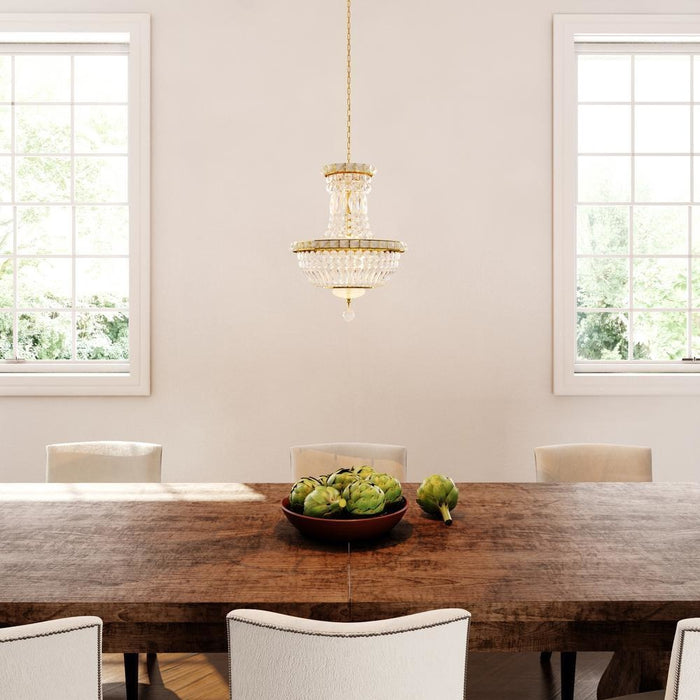 Empire Polished Gold Clear Crystal 6 Light Chandelier - Chandeliers