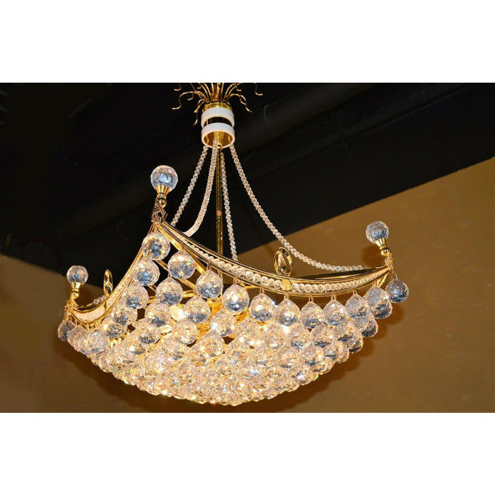 Empire Polished Gold Clear Crystal 6 Light Chandelier - Chandeliers