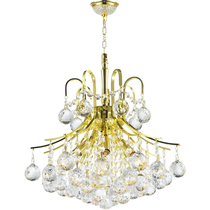 Empire Polished Gold Clear Crystal 6 Light Chandelier - Chandeliers