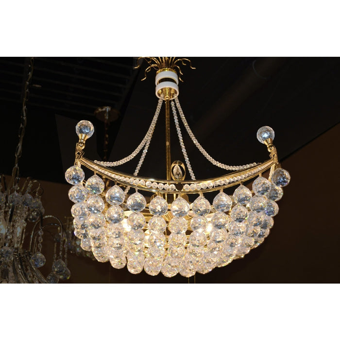 Empire Polished Gold Clear Crystal 6 Light Chandelier - Chandeliers