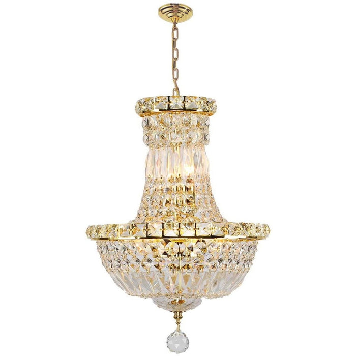 Empire Polished Gold Clear Crystal 6 Light Chandelier - Chandeliers