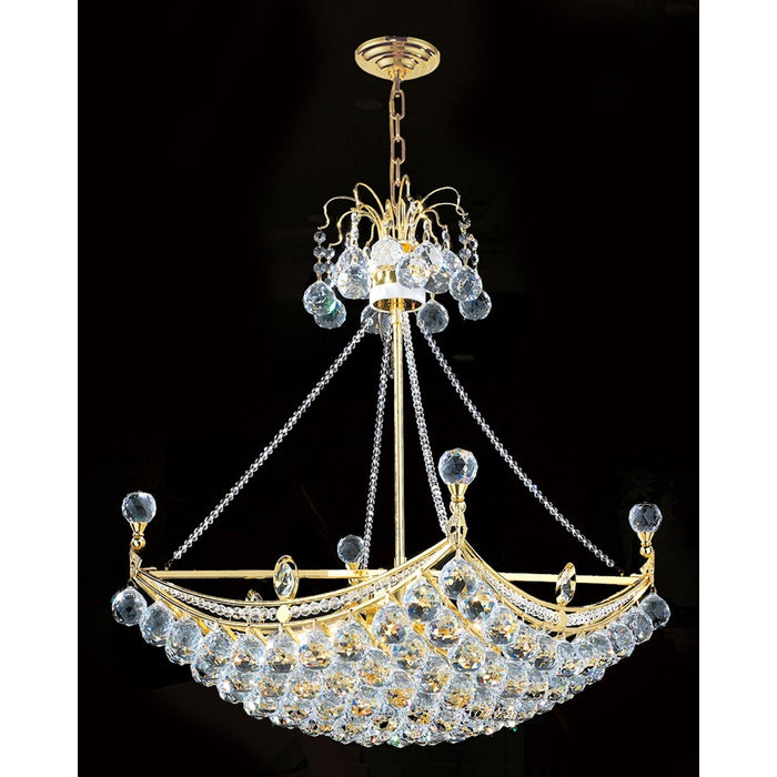 Empire Polished Gold Clear Crystal 6 Light Chandelier - Chandeliers