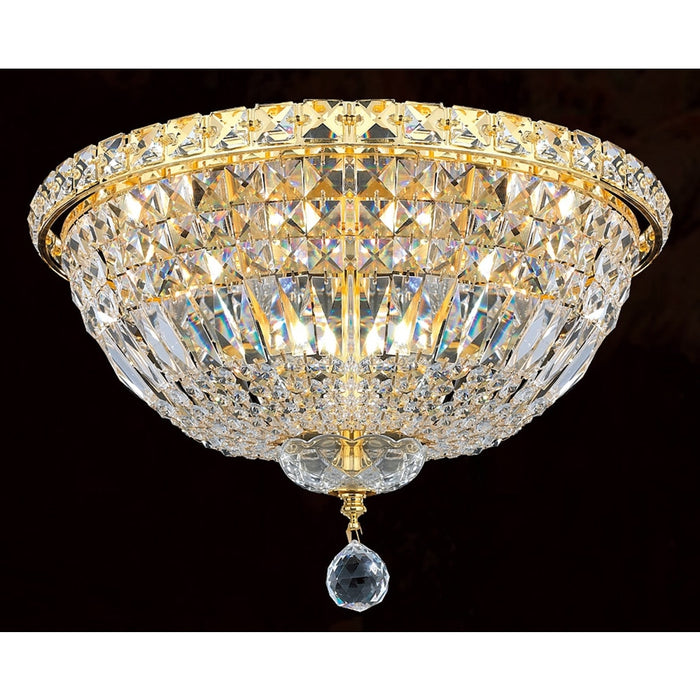Empire Polished Gold Clear Crystal 6 Light Flushmount - Flushmounts