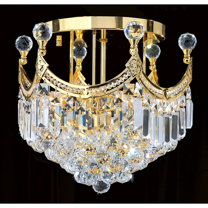 Empire Polished Gold Clear Crystal 6 Light Flushmount - Flushmounts