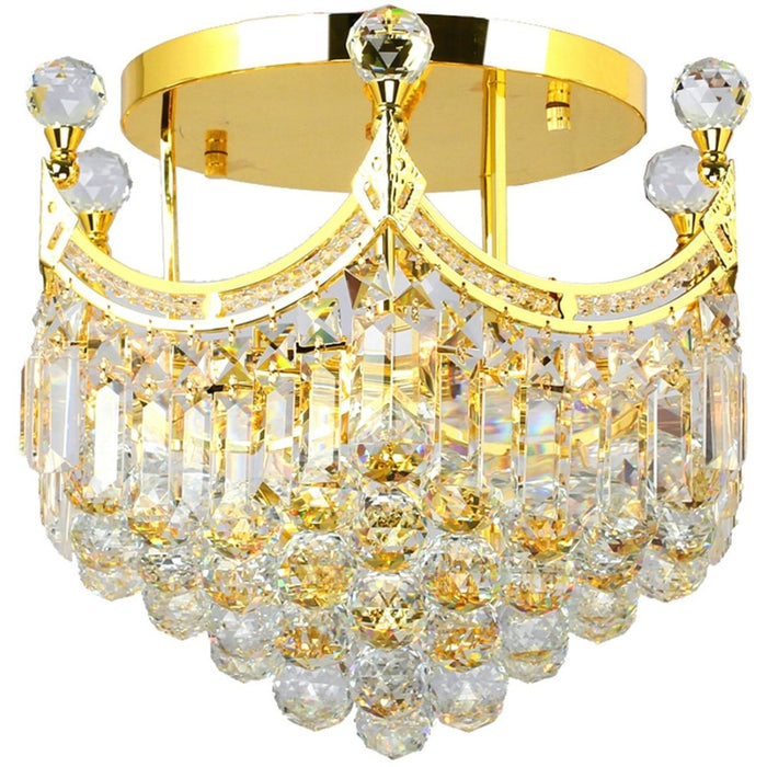 Empire Polished Gold Clear Crystal 6 Light Flushmount - Flushmounts