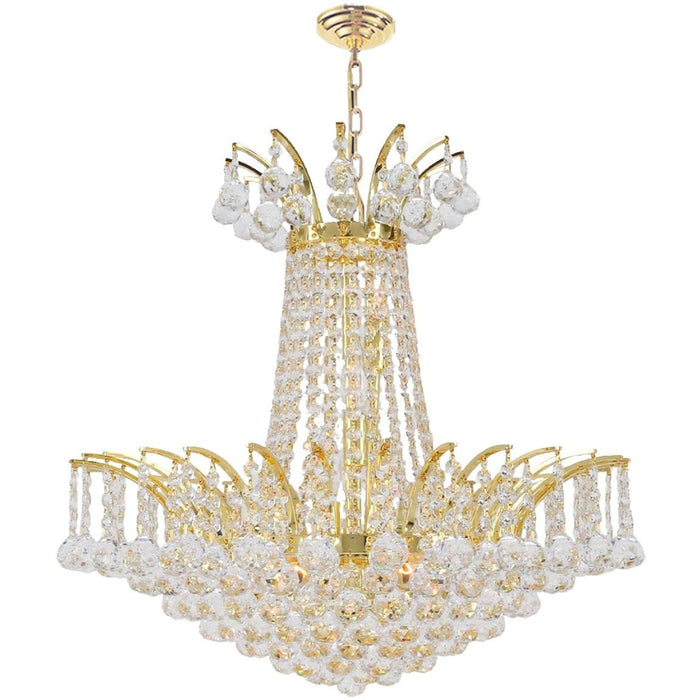 Empire Polished Gold Clear Crystal 8 Light Chandelier - Chandeliers