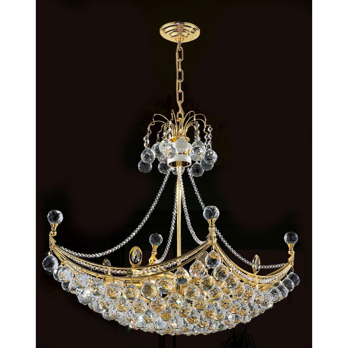 Empire Polished Gold Clear Crystal 8 Light Chandelier - Chandeliers