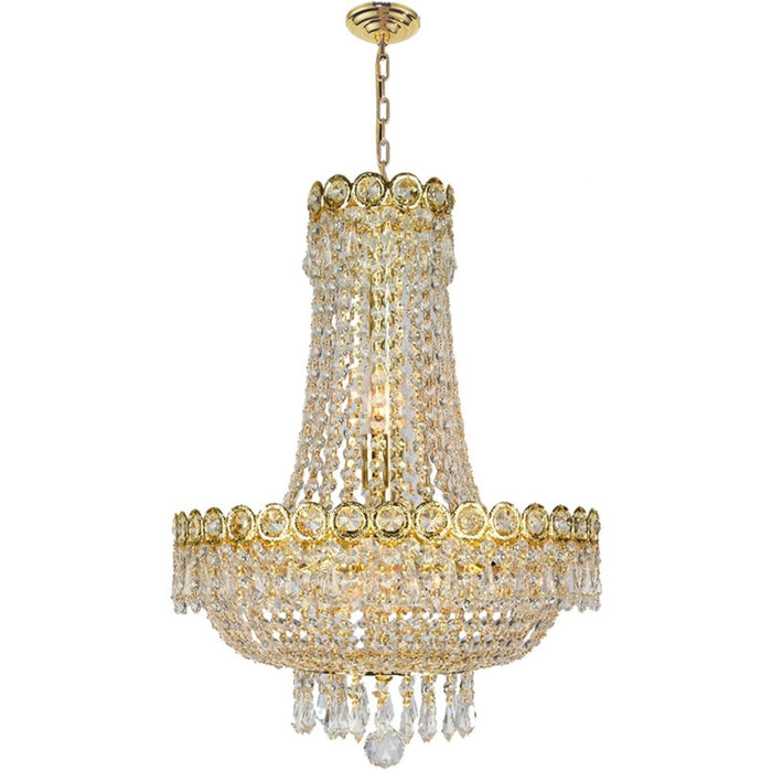 Empire Polished Gold Clear Crystal 8 Light Chandelier - Chandeliers