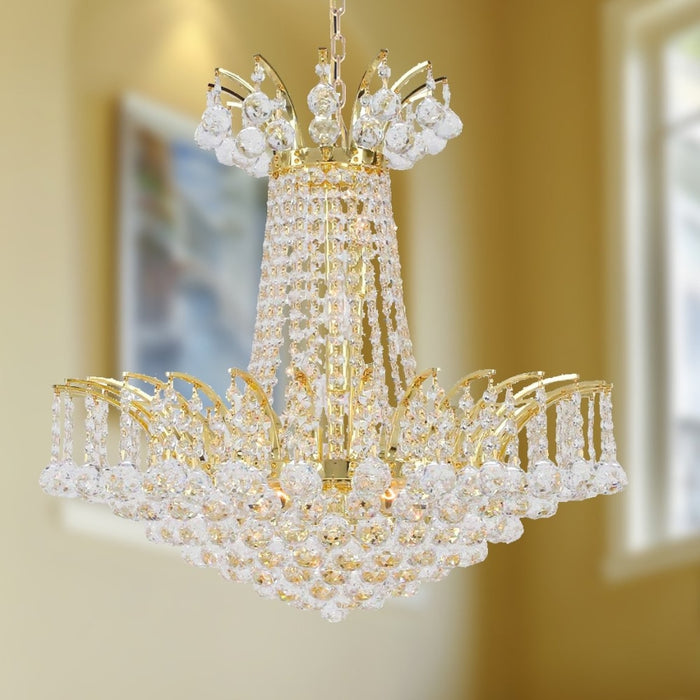 Empire Polished Gold Clear Crystal 8 Light Chandelier - Chandeliers