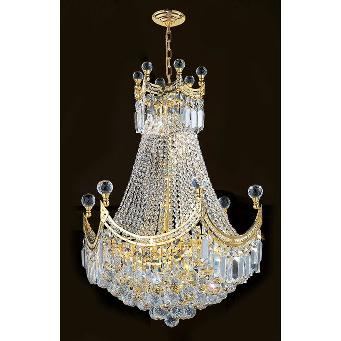 Empire Polished Gold Clear Crystal 9 Light Chandelier - Chandeliers