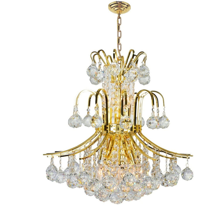 Empire Polished Gold Clear Crystal 9 Light Chandelier - Chandeliers