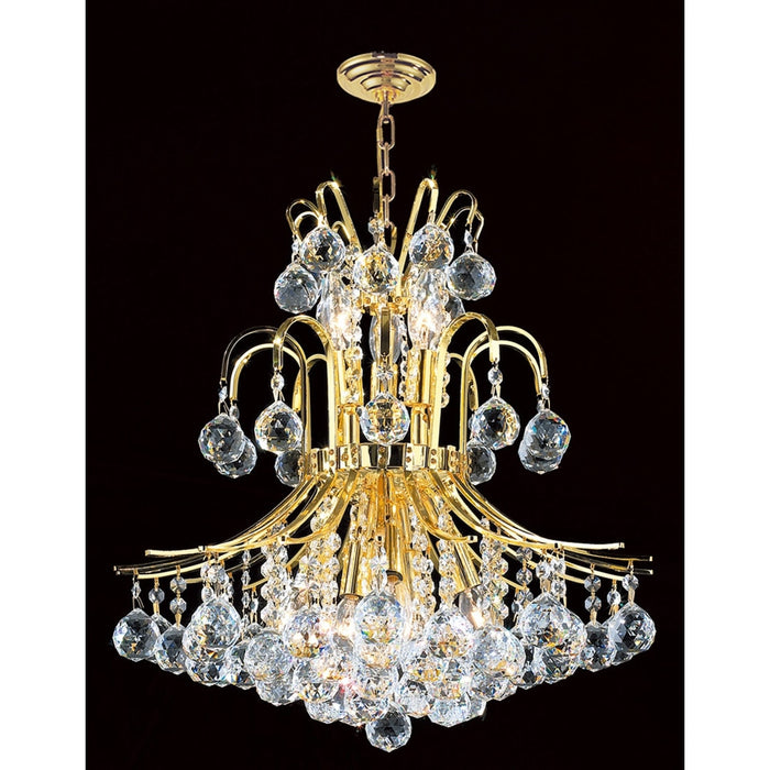 Empire Polished Gold Clear Crystal 9 Light Chandelier - Chandeliers