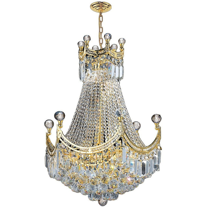 Empire Polished Gold Clear Crystal 9 Light Chandelier - Chandeliers