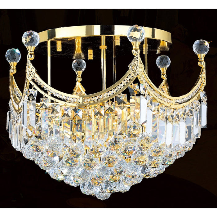 Empire Polished Gold Clear Crystal 9 Light Flushmount - Flushmounts