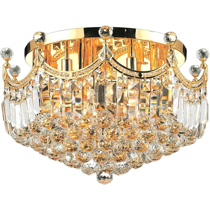 Empire Polished Gold Clear Crystal 9 Light Flushmount - Flushmounts